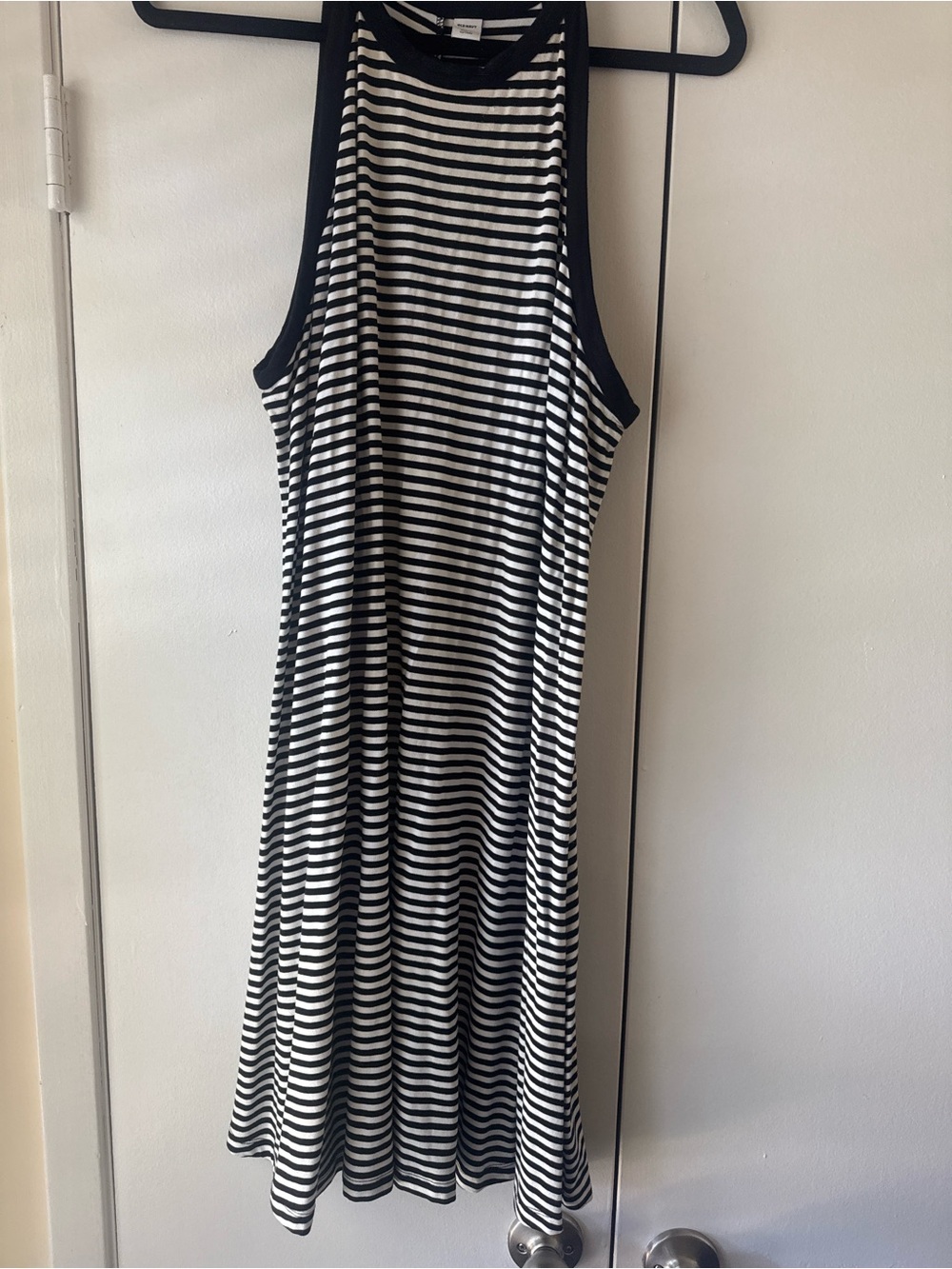 Old Navy Black and White Striped Midi A-line  Dress